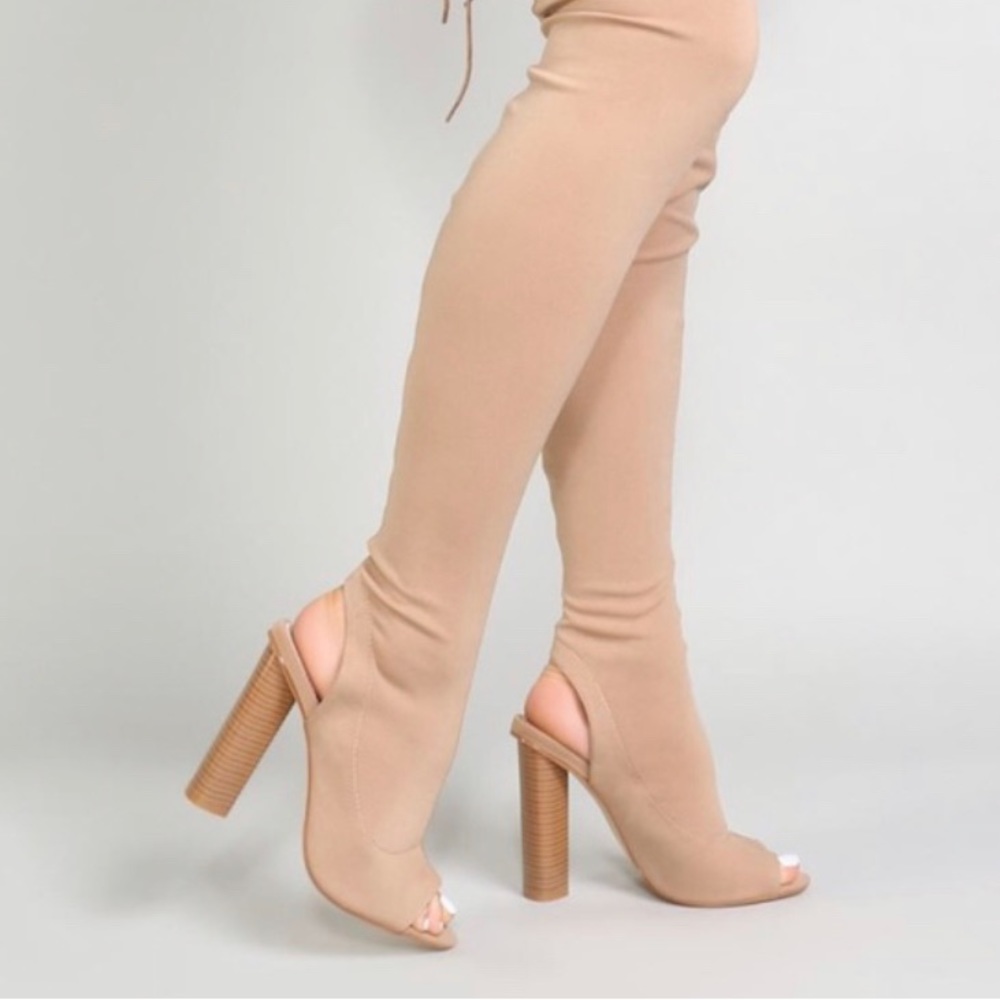 PUBLIC DESIRE STELLA NUDE LYCRA BOOT